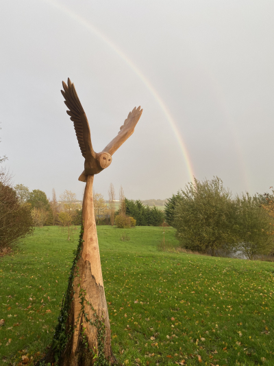 carved barn owl