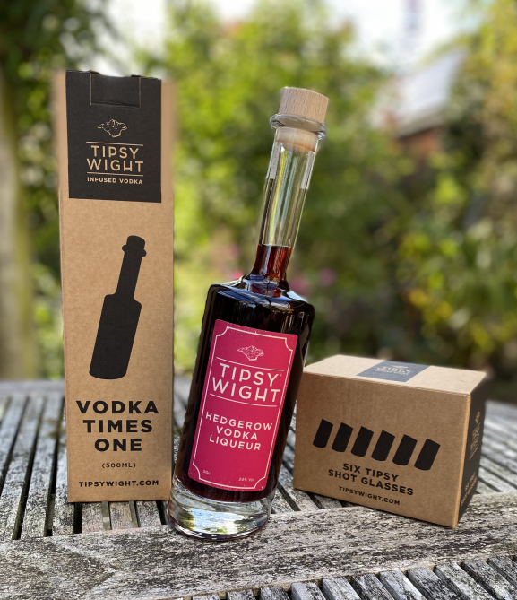 Hedgerow Vodka Liqueur & Six Tipsy Shot Glasses Image