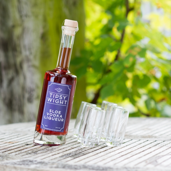 Sloe Vodka Liqueur & Six Tipsy Shot Glasses Image